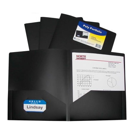 C-Line Products C-Line Products Two-Pocket Heavyweight Poly Portfolio Folder, Black, 25 Folders/Set 33951-BX
